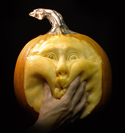 Pumpkin carving #1, having pain.