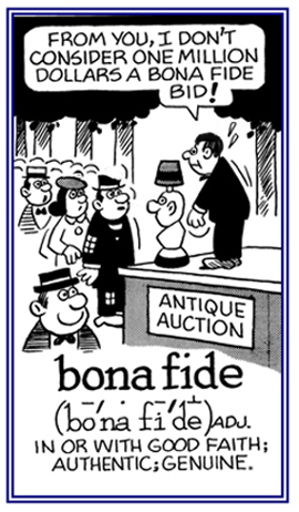 Word Information - search results for: bona fide