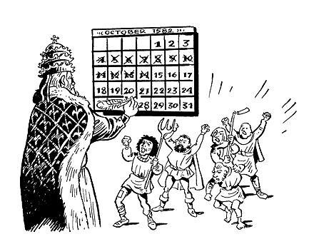 Riots against the Gregorian calendar took place in England because of the loss of days in their lives when the old style dates were changed to new style dates for the weeks, months, and years to replace the Roman dates.