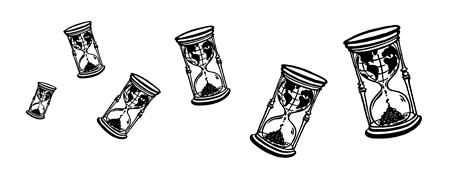 A sequence of time is illustrated with this hour glass image