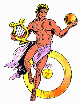 Apollo, the Greek myth Sun god.